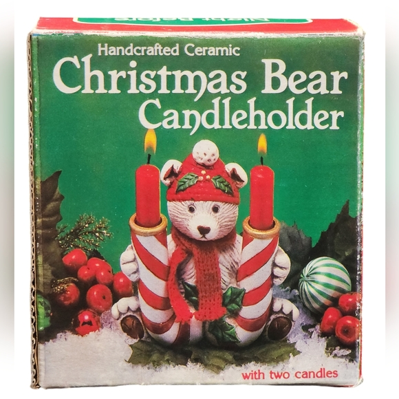 Handcrafted Christmas Bear Candle Holder Decor - Picture 4 of 4
